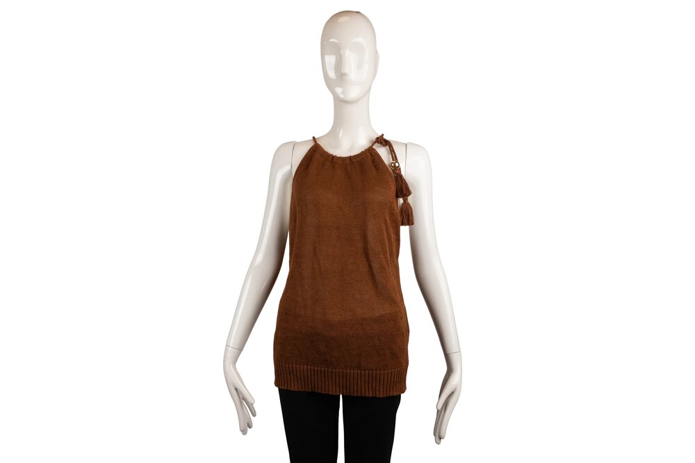 Max Mara Brown Ball Trim Top Size M